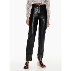 Aritzia Wilfred Melina Faux Leather Pants High Rise Straight Leg Black Size 00